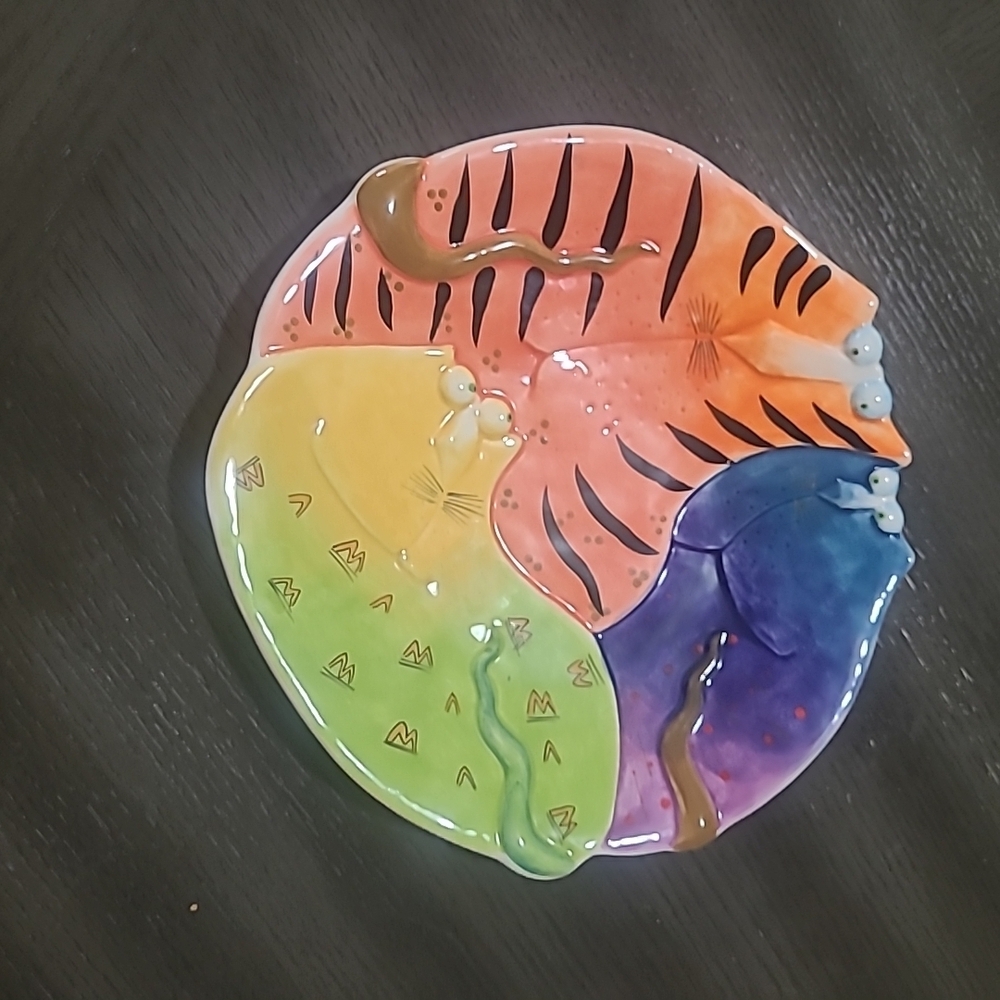 Studio Designworks Joy Cats Handpainted Serving Plate Excellent Condition